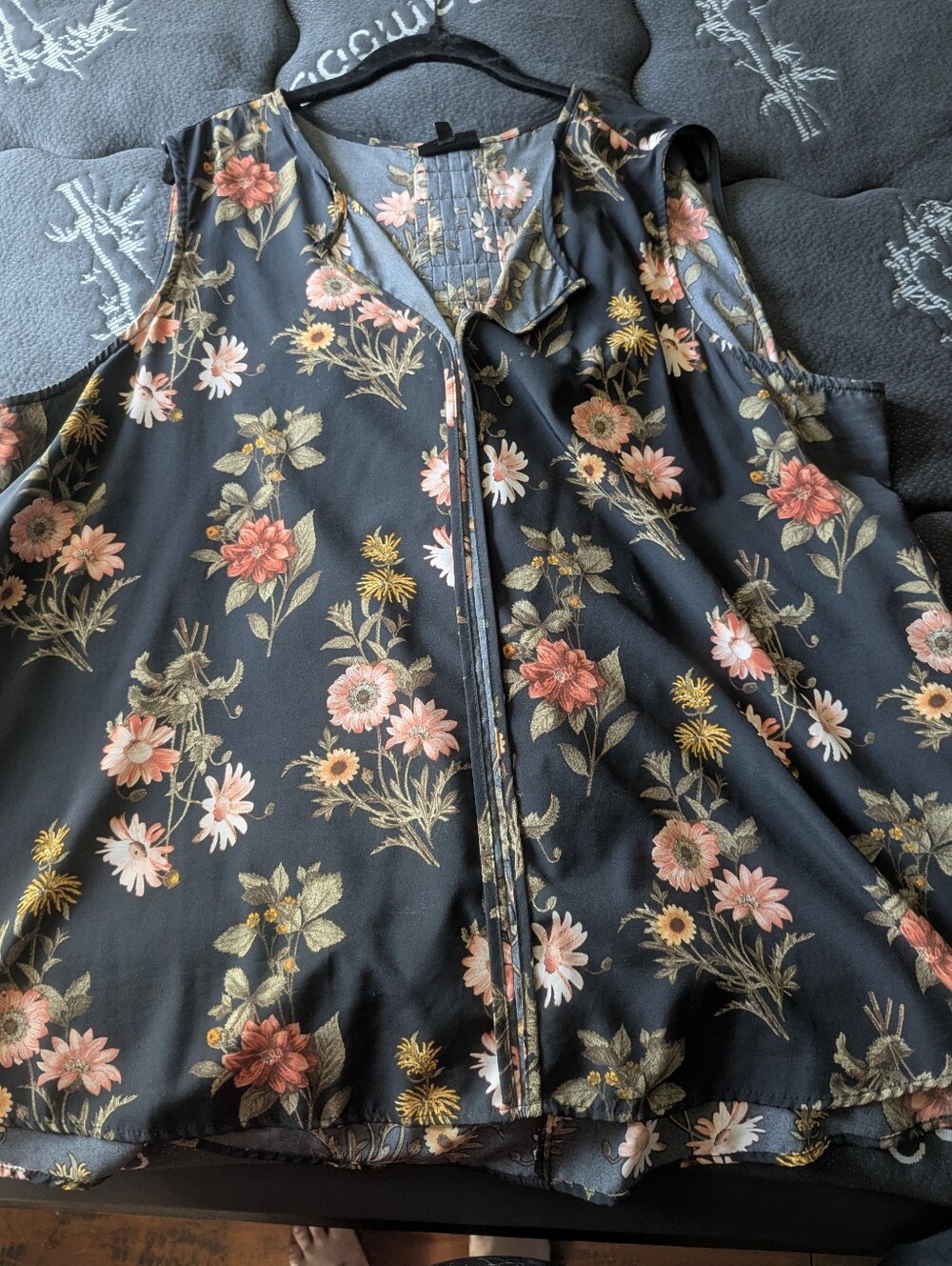 Sleeveless Black Floral Top